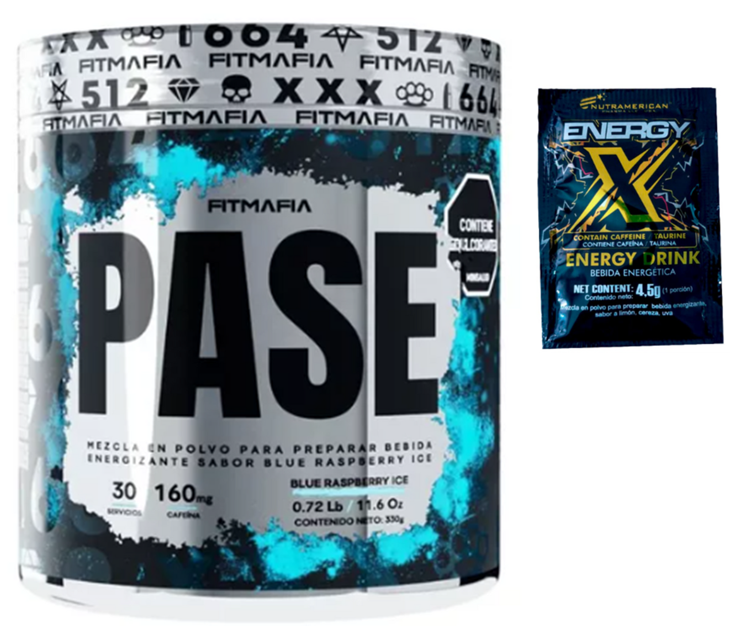 PASE PRE-WORKOUT 30 SERVICIOS SABOR BLUE RASPBERRY ICE – FITMAFIA